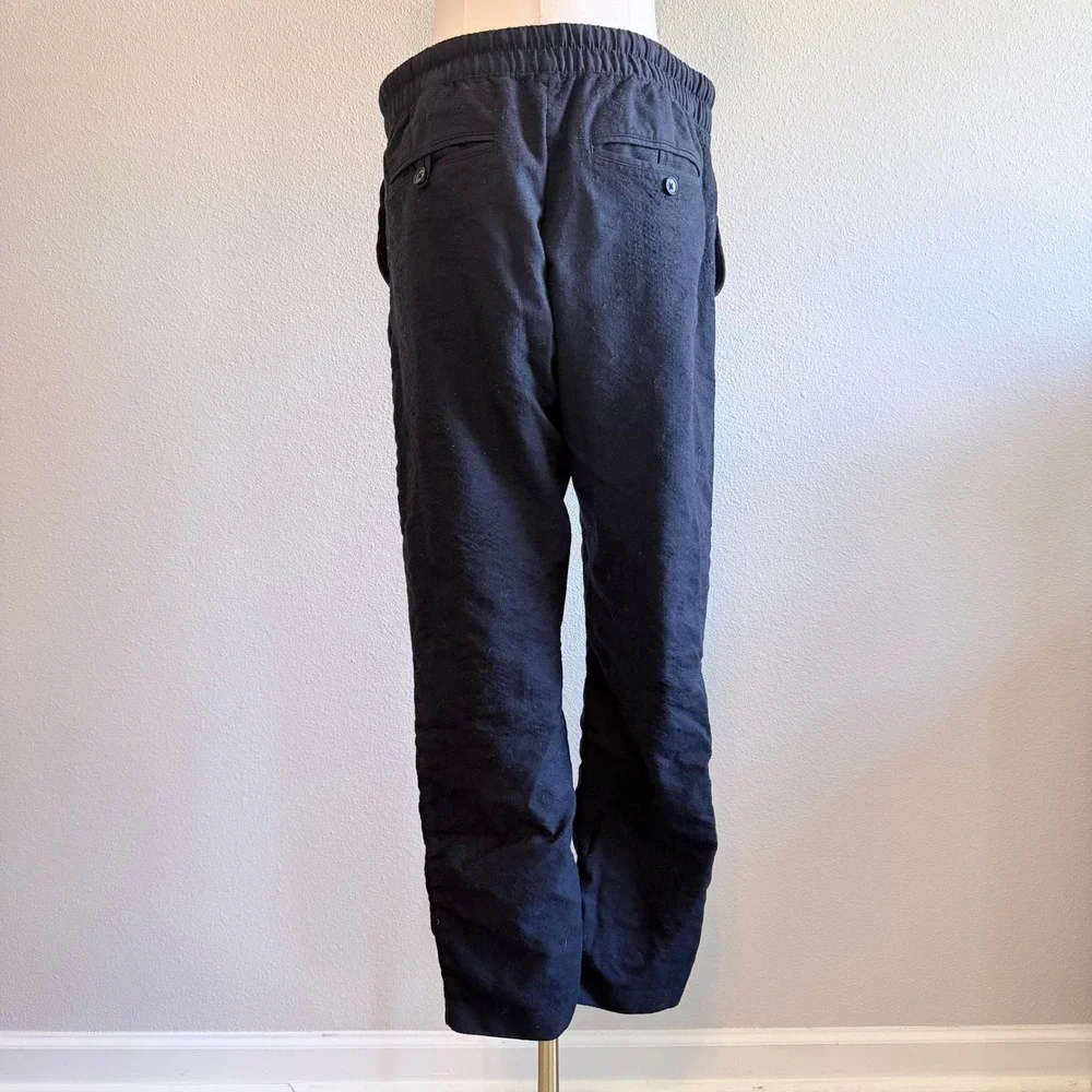 Banana Republic Vitale Barberis Canonico Wool Flannel Tapered Pants Mens Black M